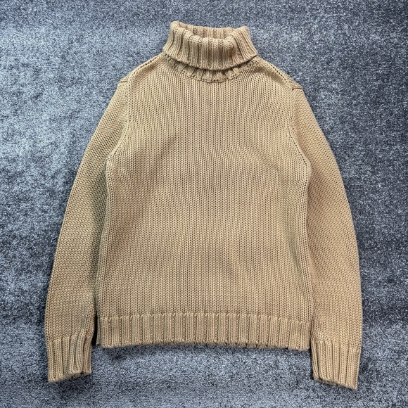 J.CREW Sweaters - Vintage J.Crew Turtleneck Sweater Women's Medium Beige Chunky Knit Fisherman
